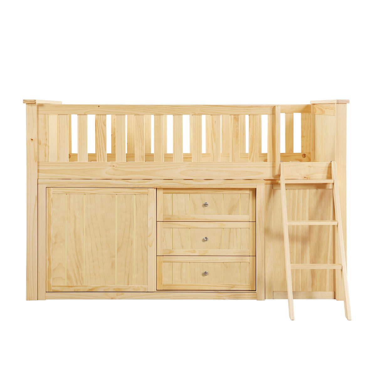 Bartly Beige Low Loft Bunk With Bookcase And 2 Dressers - Ornate Home