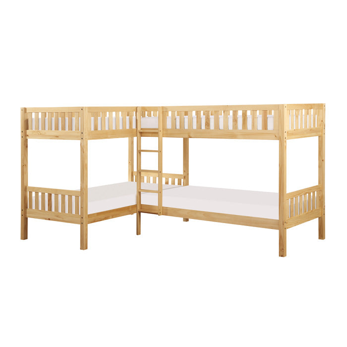 Bartly Natural Pine Corner Bunk Bed - Ornate Home