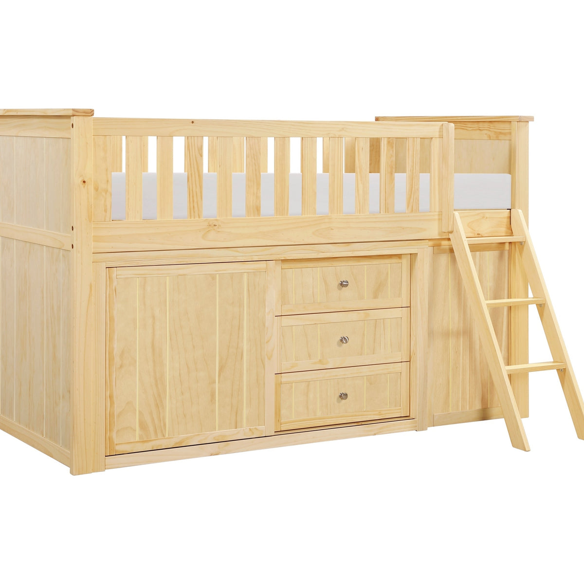 Homelegance Bartly Natural Pine Low Loft Bunk with Bookcase&Dresser