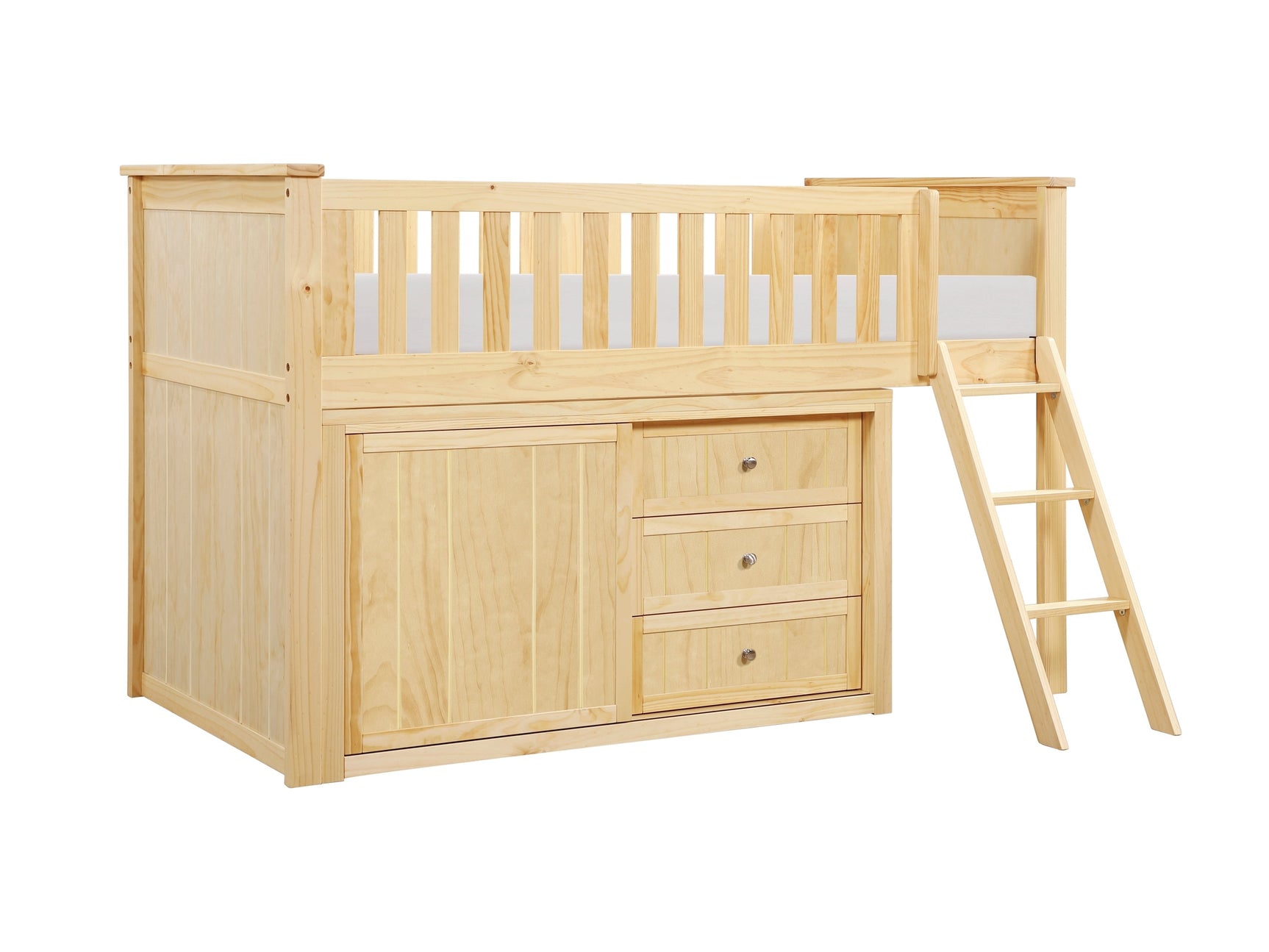 Bartly Natural Pine Low Loft Bunk with Dresser - Ornate Home