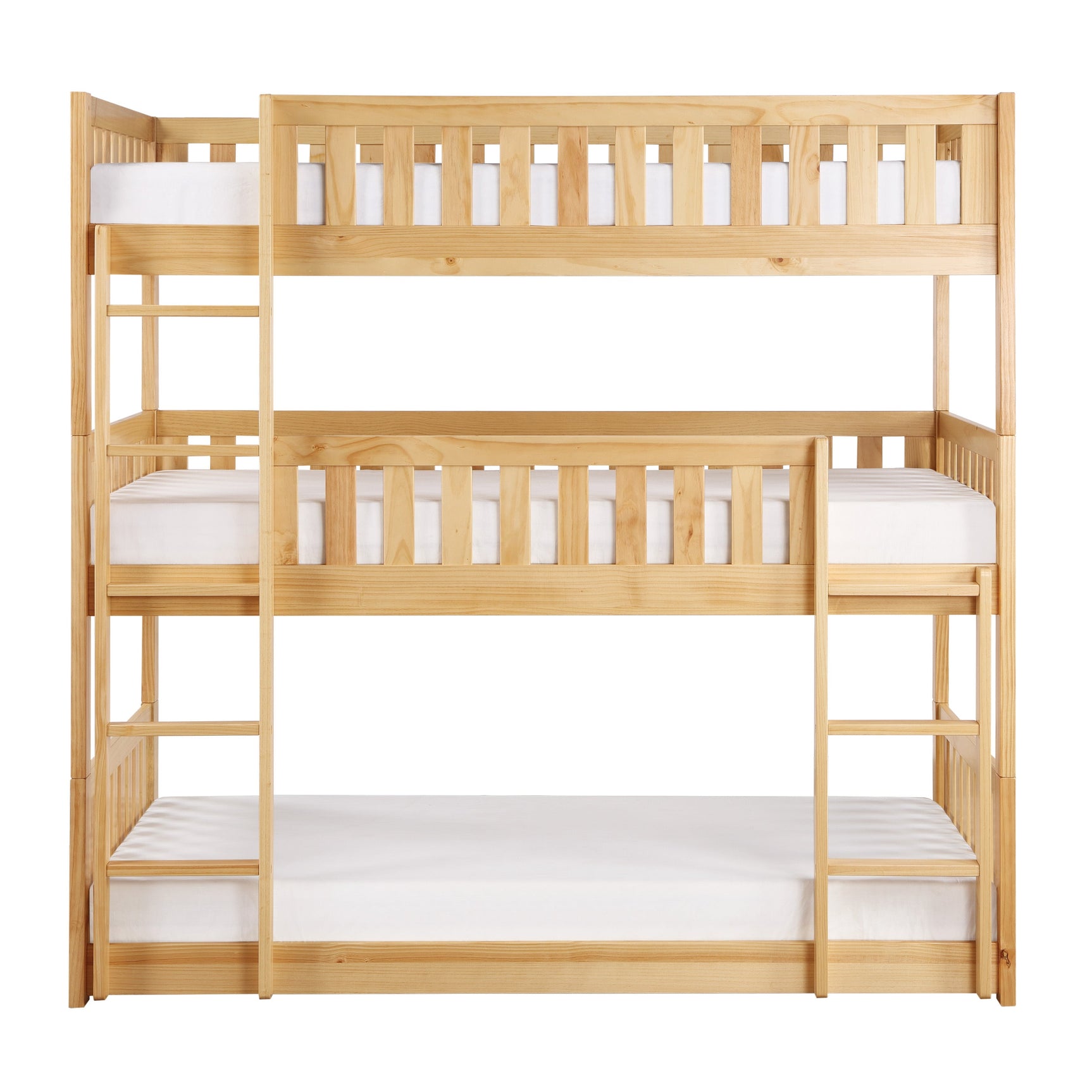 Bartly Natural Pine Triple Bunk Bed - Ornate Home