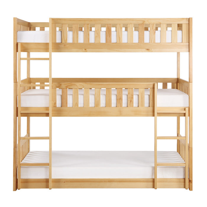 Bartly Natural Pine Triple Bunk Bed - Ornate Home