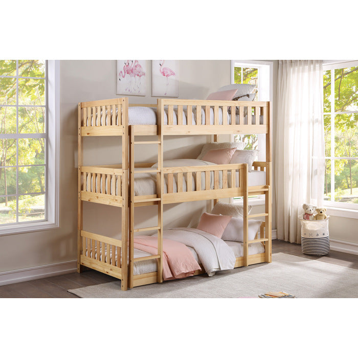 Bartly Natural Pine Triple Bunk Bed - Ornate Home