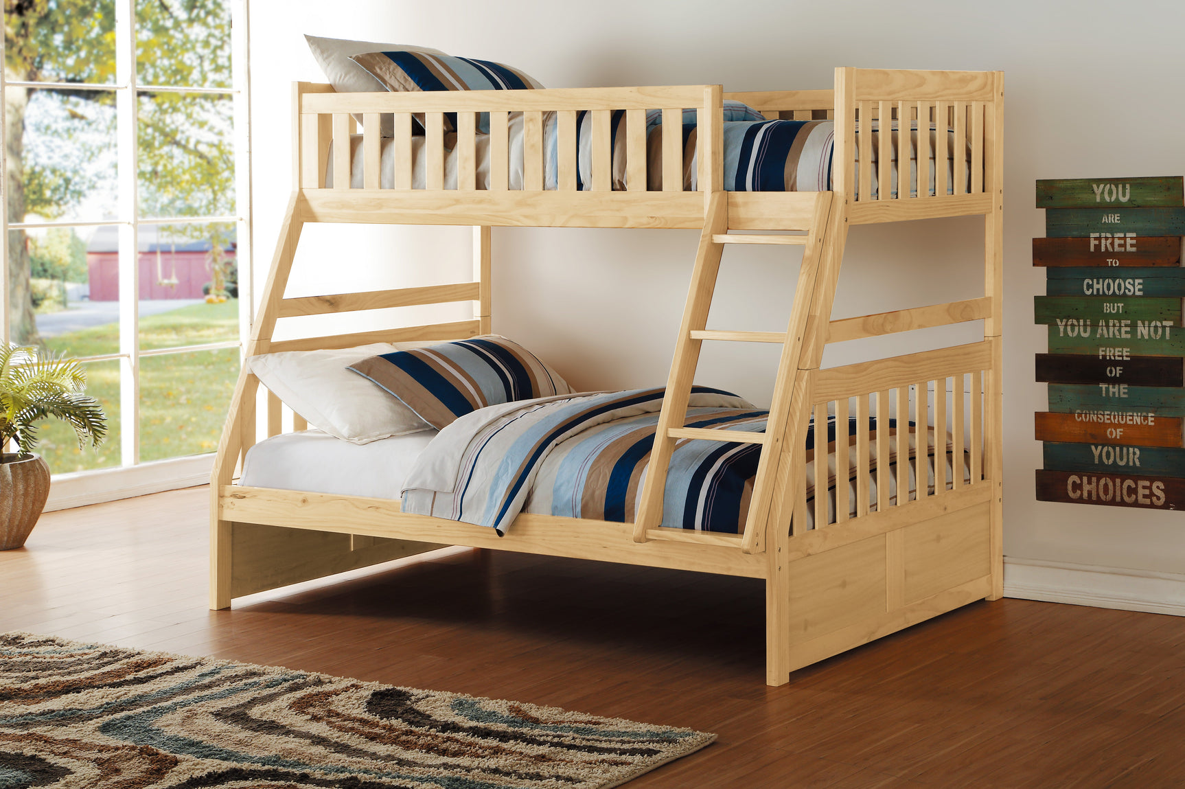 Bartly Natural Pine Twin/Full Bunk Bed - Ornate Home