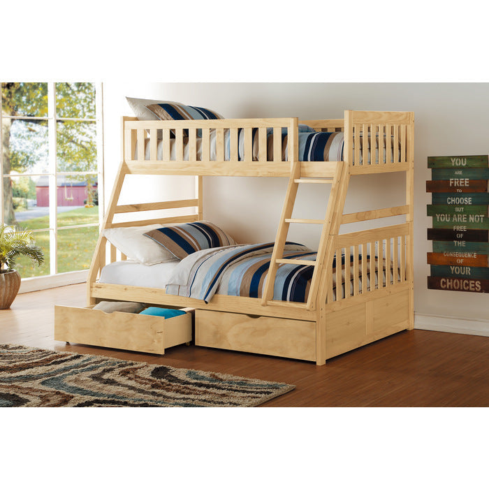 Bartly Natural Pine Twin/Full Bunk Bed With Storage Boxes - Ornate Home