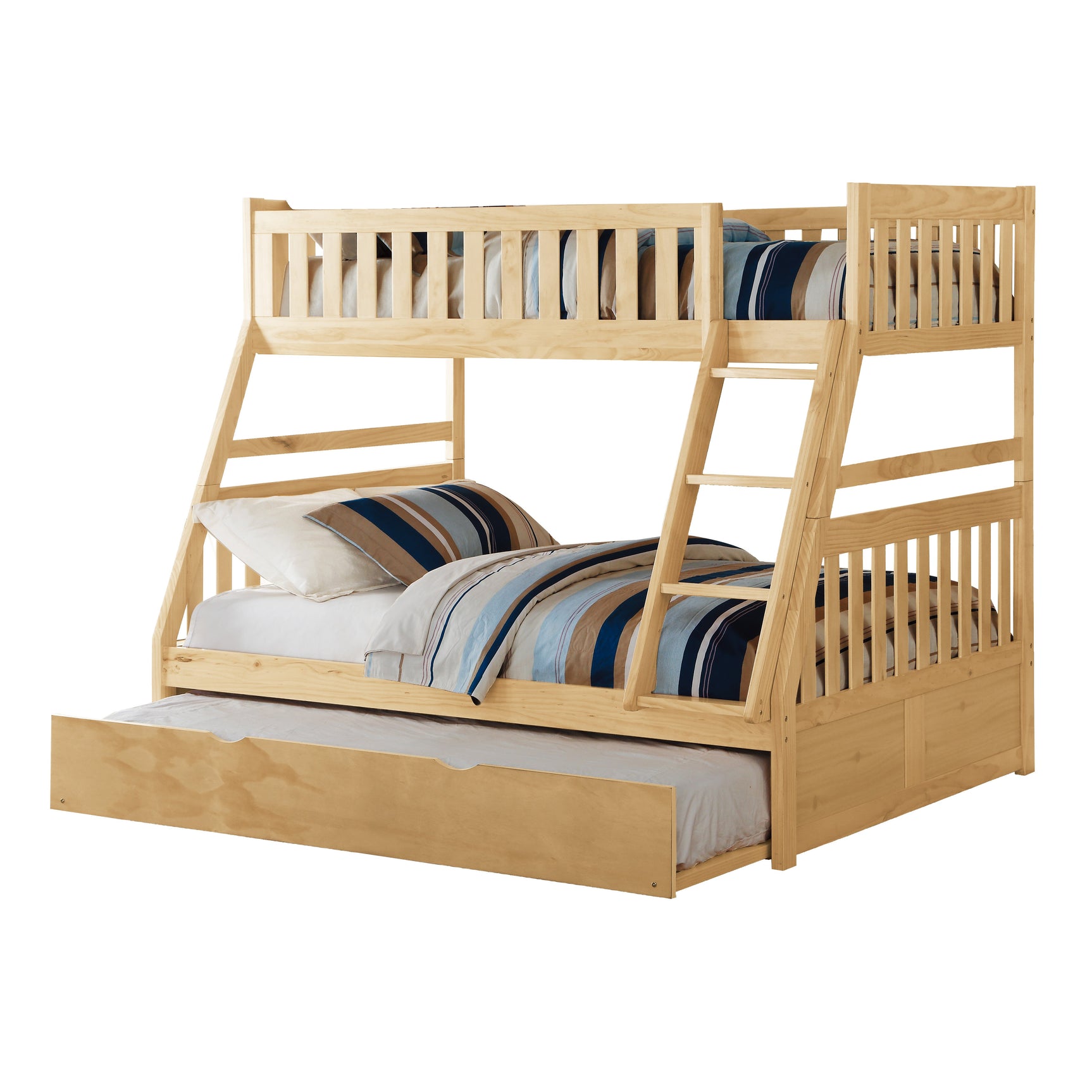 Bartly Natural Pine Twin/Full Bunk Bed with Twin Trundle - Ornate Home