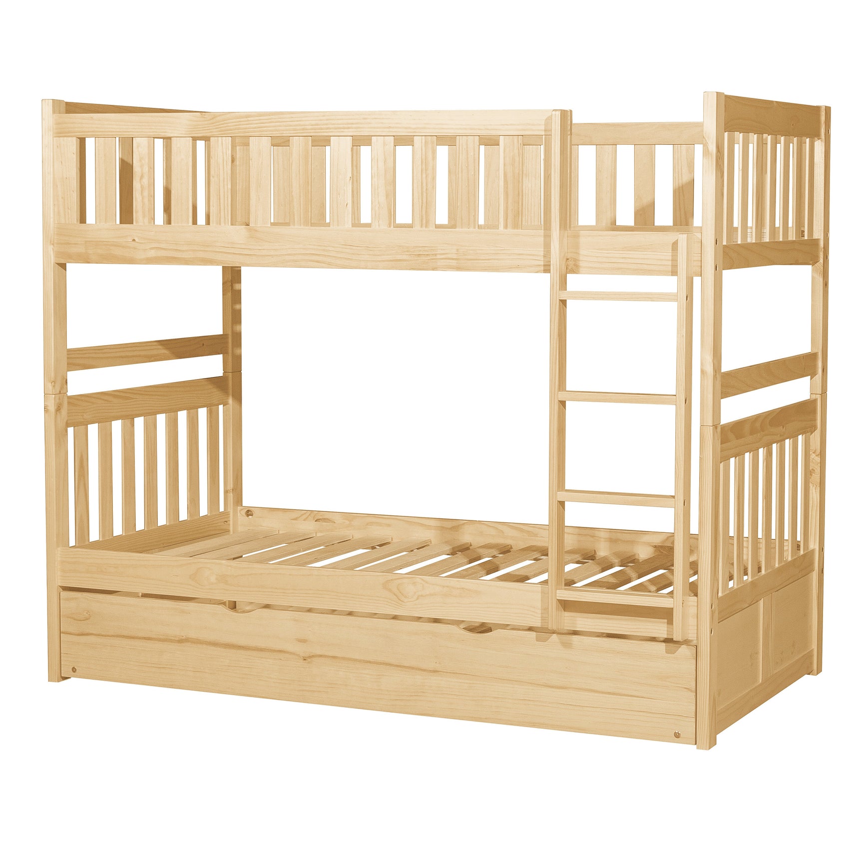 Bartly Natural Pine Twin/Twin Bunk Bed with Twin Trundle - Ornate Home