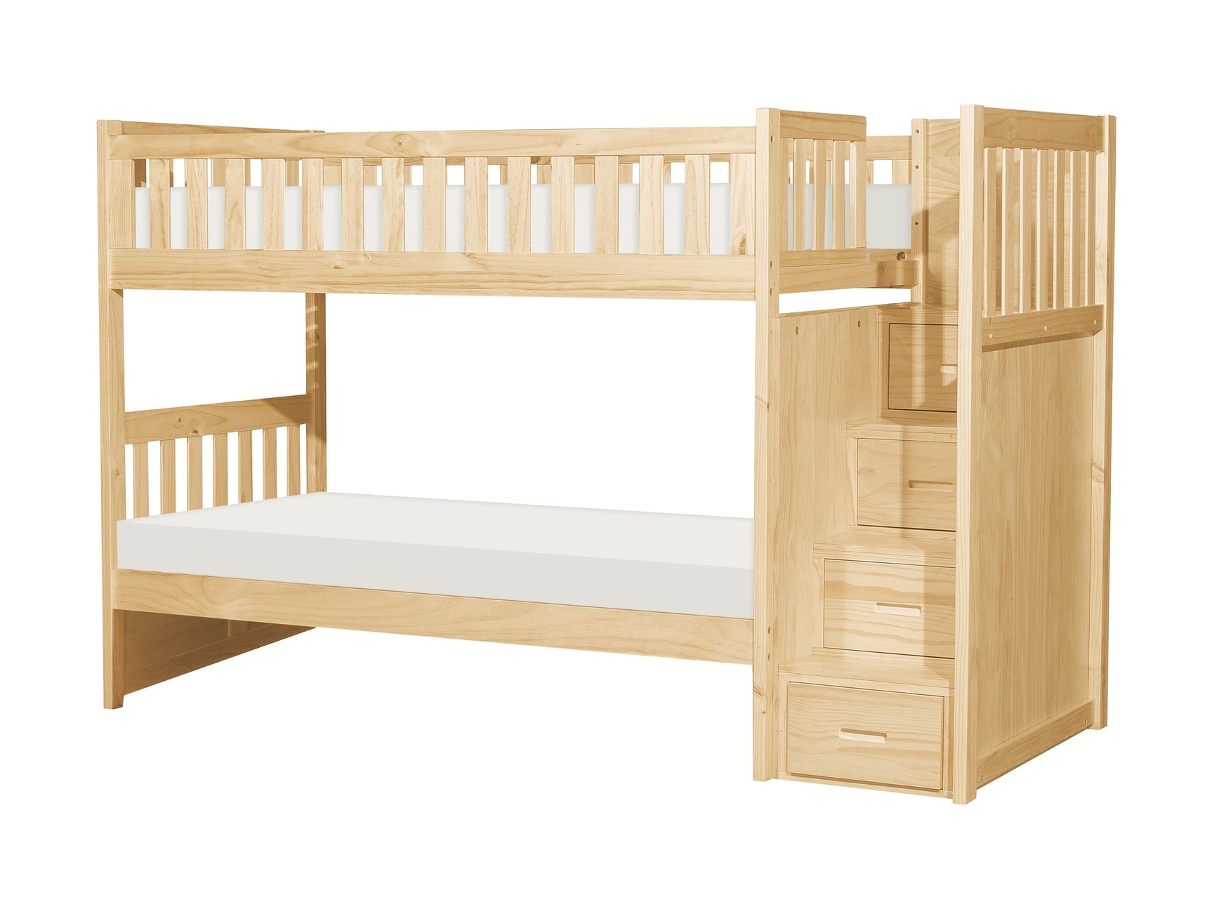 Bartly Natural Pine Twin/Twin Step Bunk Bed - Ornate Home