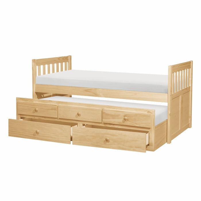 Bartly Natural Pine Twin/Twin Trundle Bed - Ornate Home