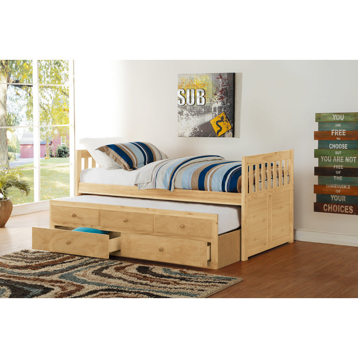 Bartly Natural Pine Twin/Twin Trundle Bed - Ornate Home