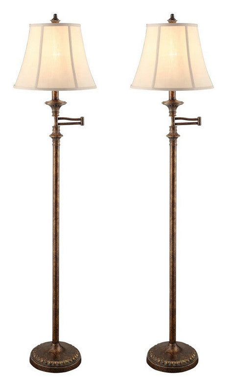 Barton Gold Swing Arm Floor Lamp (Set of 2) - Ornate Home