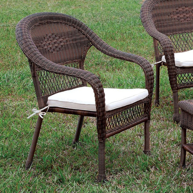 Barua Off-White/Dark Brown Patio Chair - Ornate Home