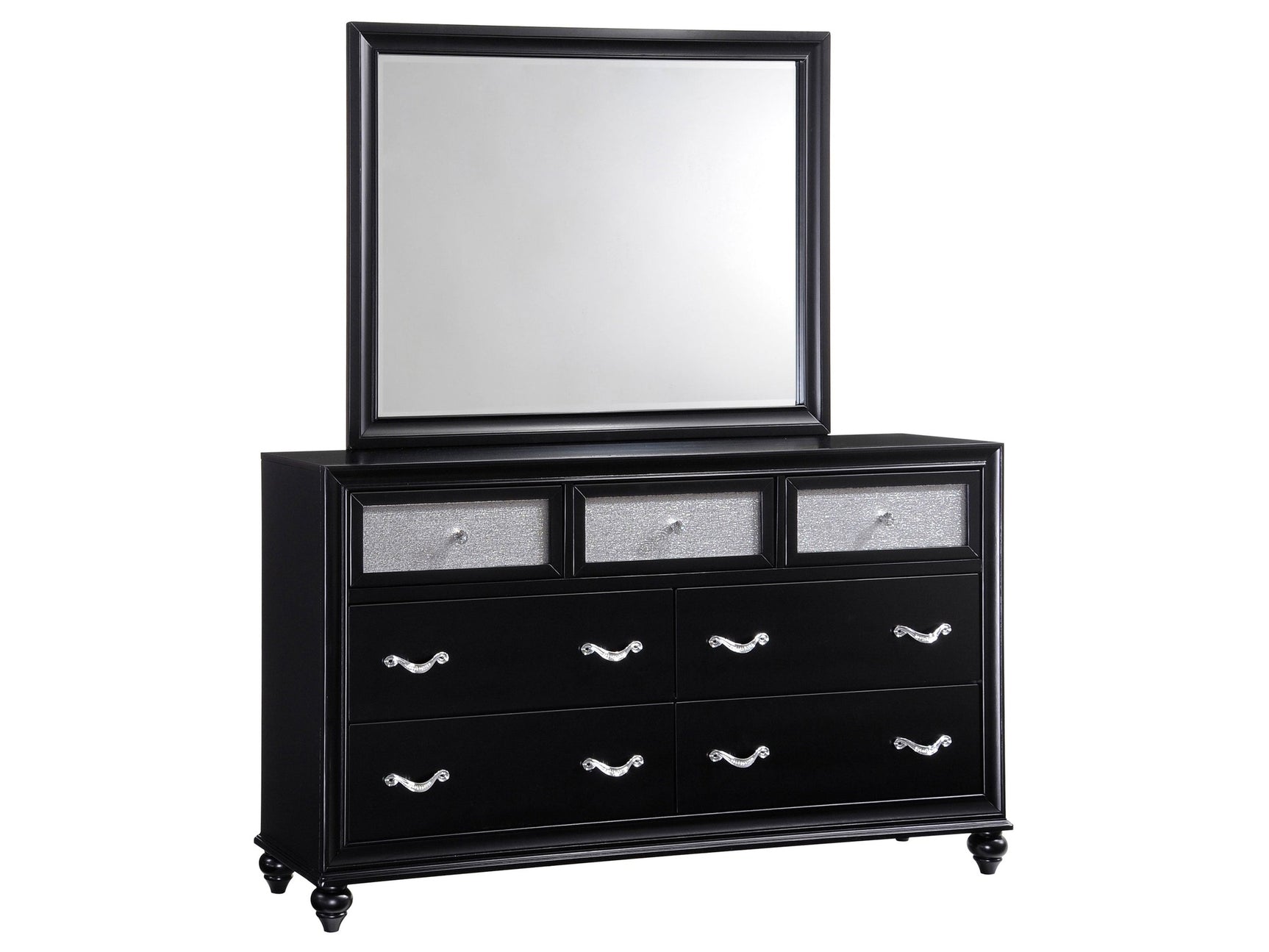 Barzini Black Dresser and Mirror - Ornate Home