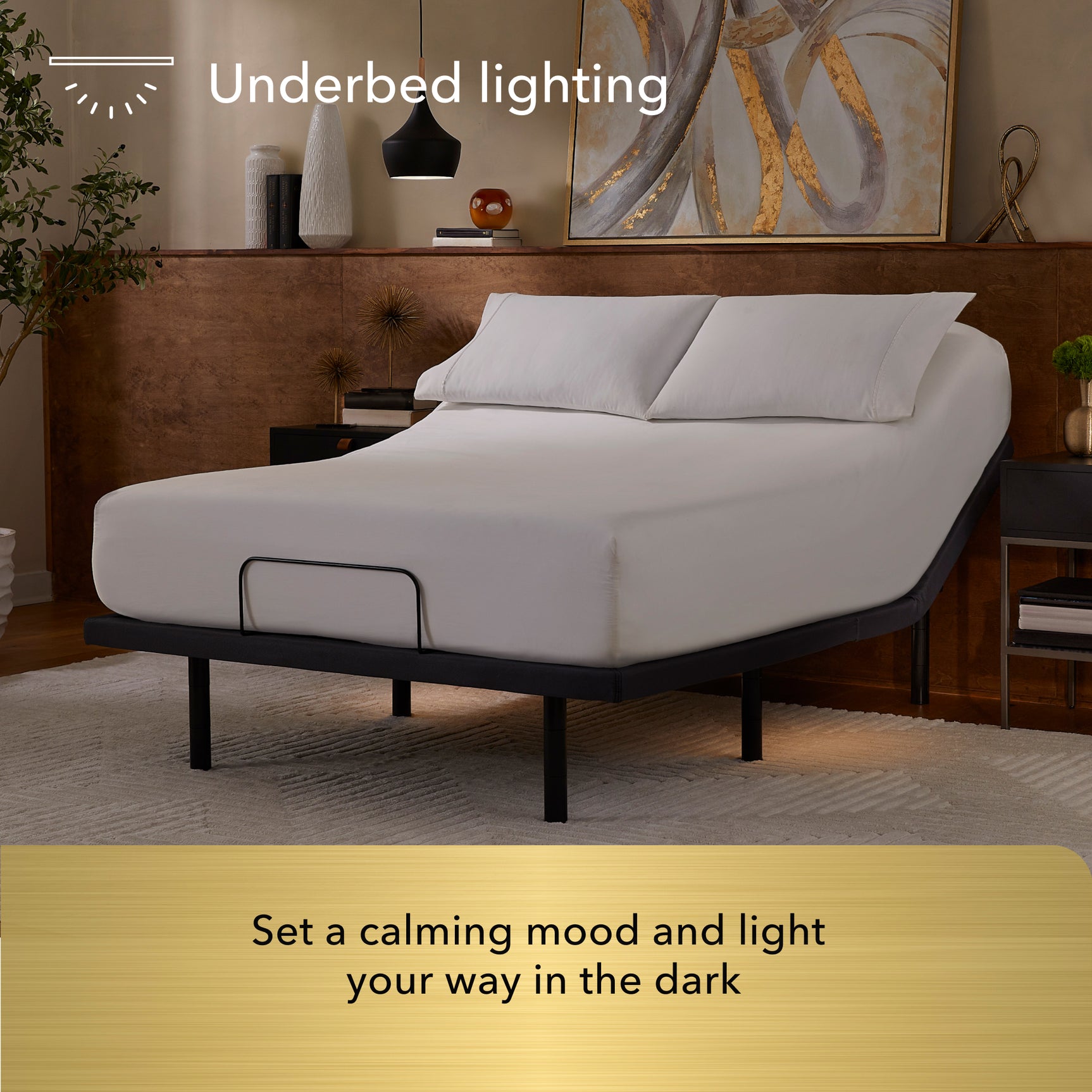 Baselogic Gold Gray Split Cal King Adjustable Base - Ornate Home