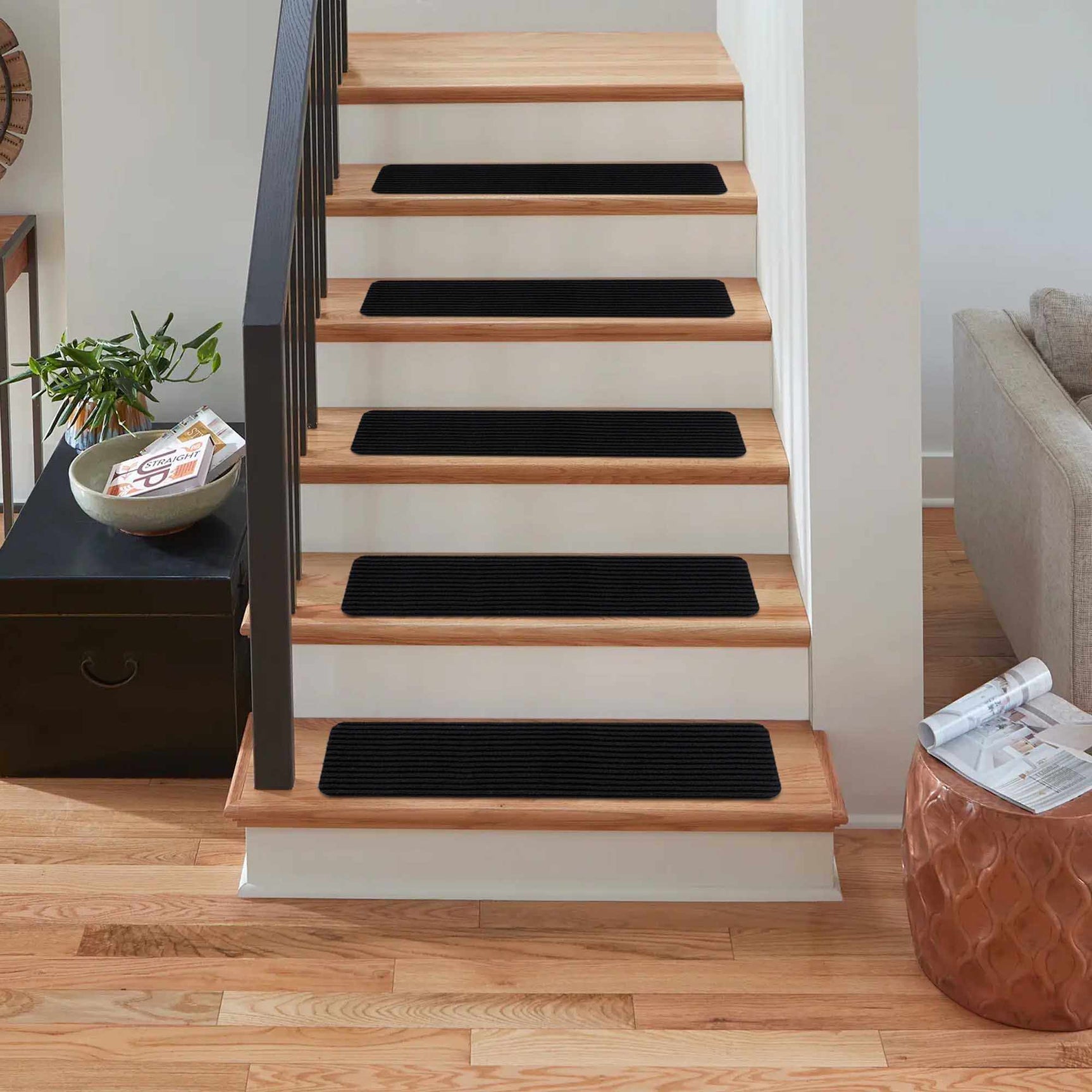 Basic Stair Tread Rugs, Black - Clearance - Ornate Home