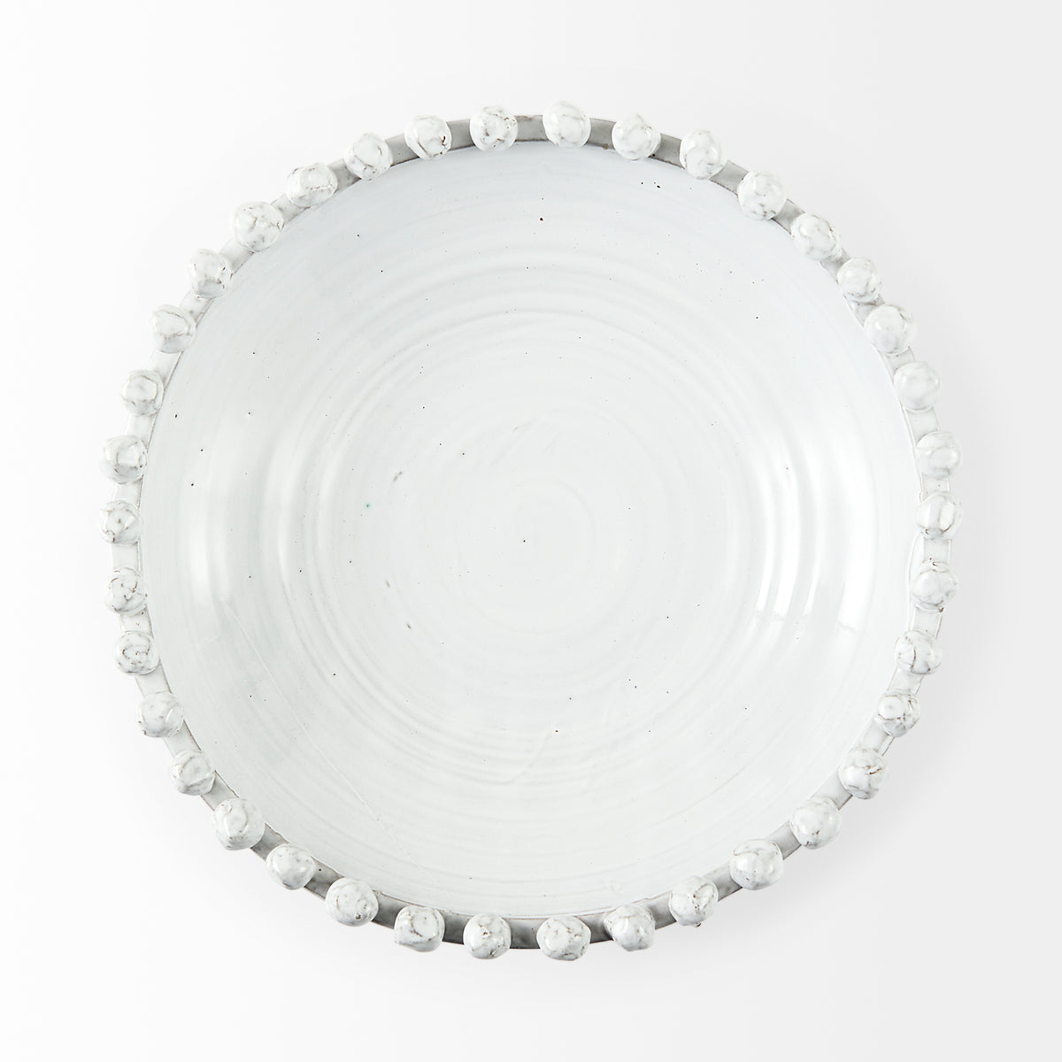Basin Off-White 16" Round Glazed Decorative Bowl - Ornate Home