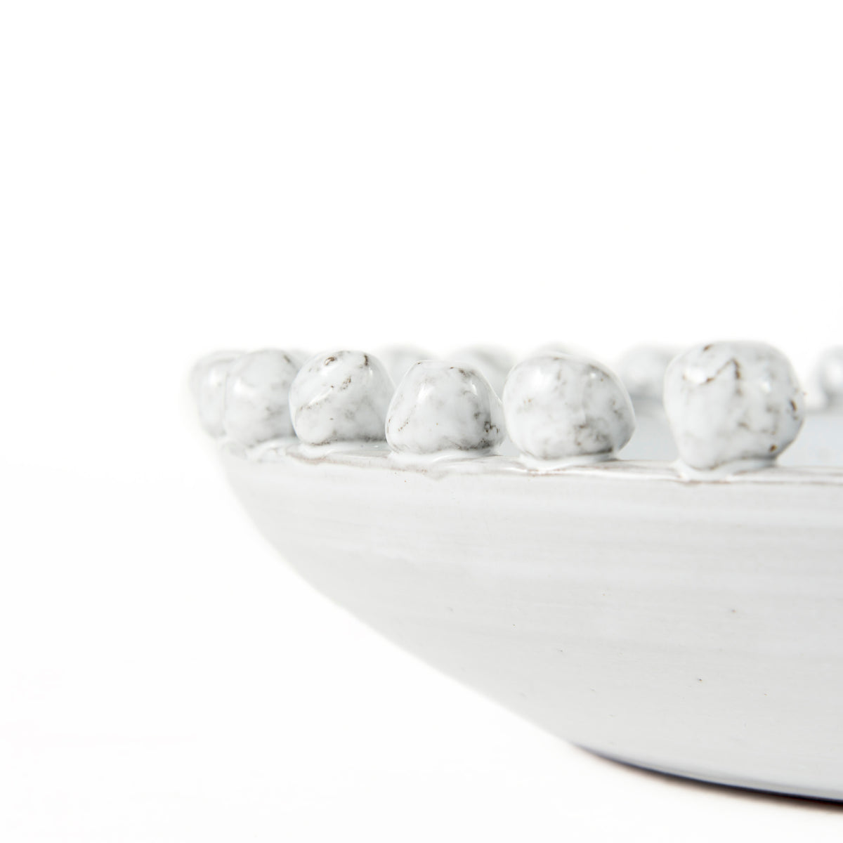 Basin Off-White 16" Round Glazed Decorative Bowl - Ornate Home