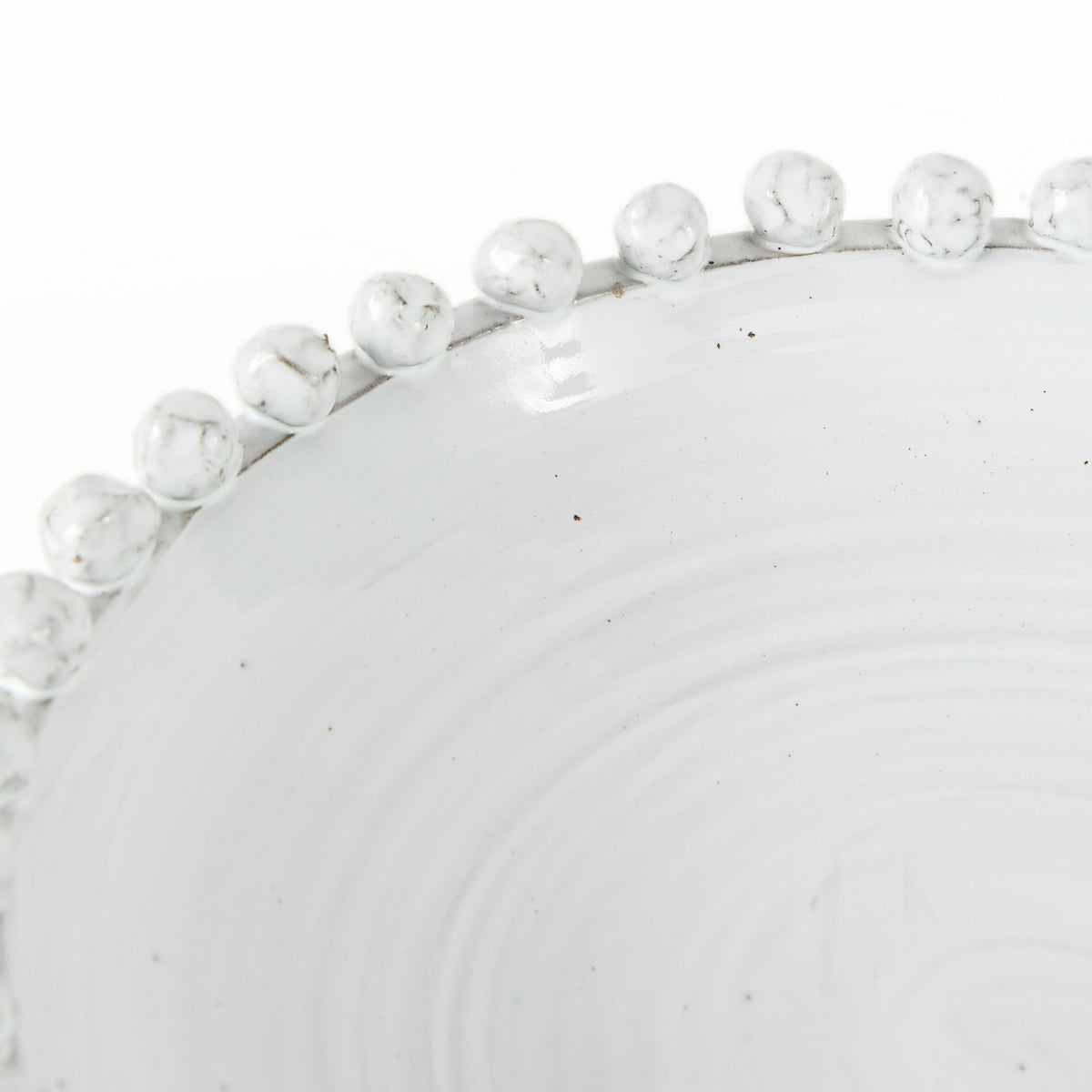 Basin Off-White 16" Round Glazed Decorative Bowl - Ornate Home