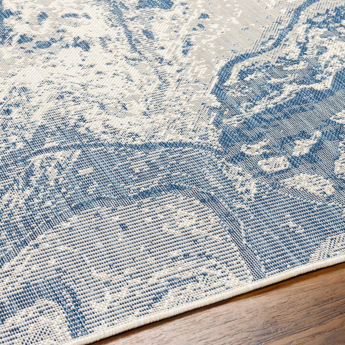 Basma Blue Marble Outdoor Area Rug - Clearance - Ornate Home