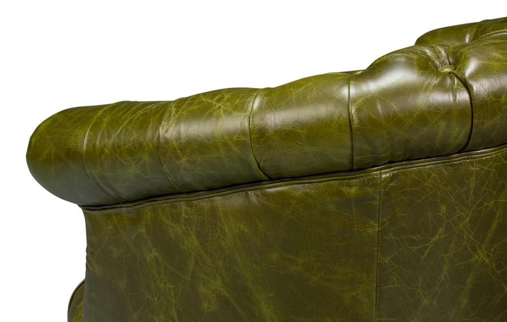 Bastian Green Leather Armchair - Ornate Home