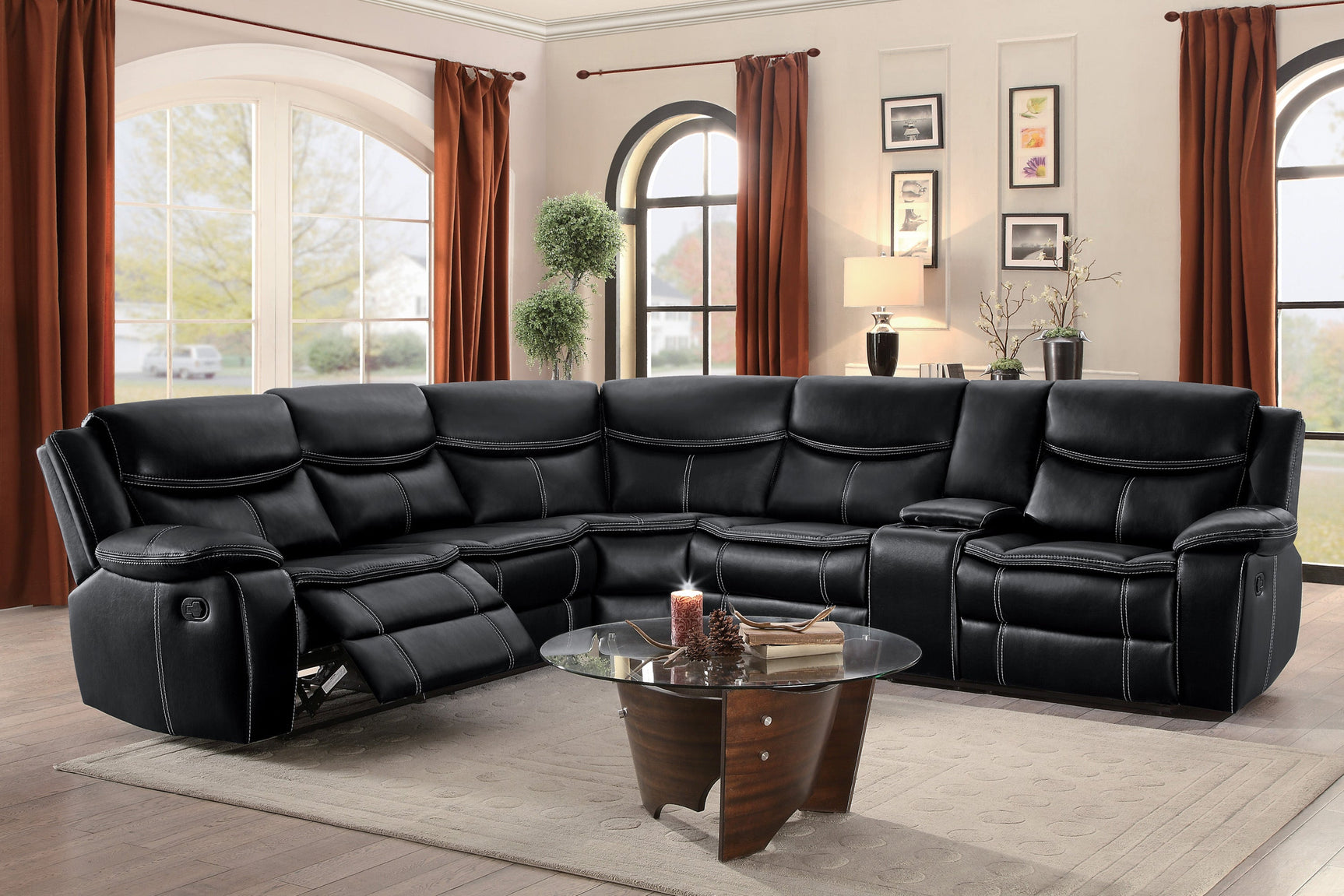 Bastrop Black 3-Piece Sectional - Ornate Home