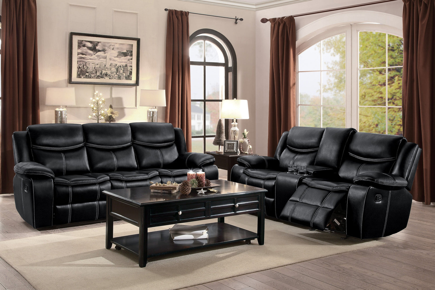 Bastrop Black Reclining Sofa - Ornate Home