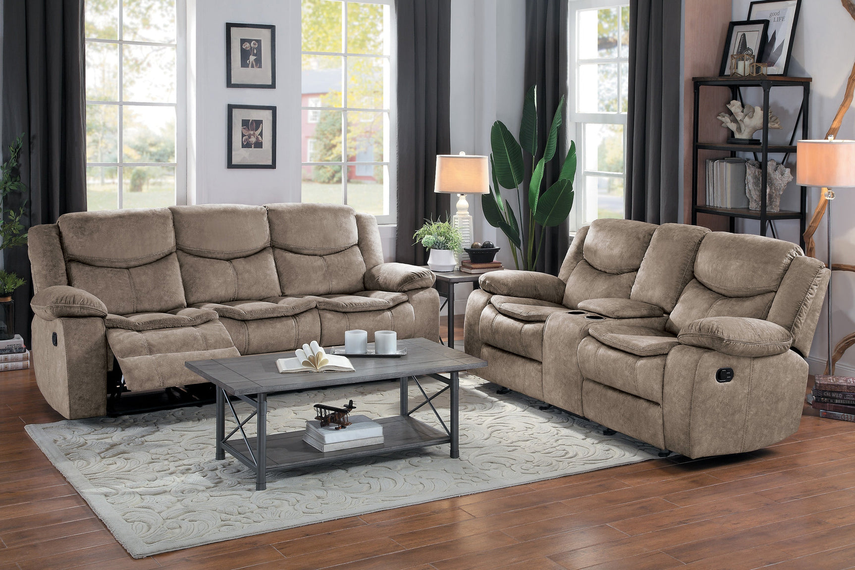 Bastrop Brown Double Glider Reclining Loveseat - Ornate Home