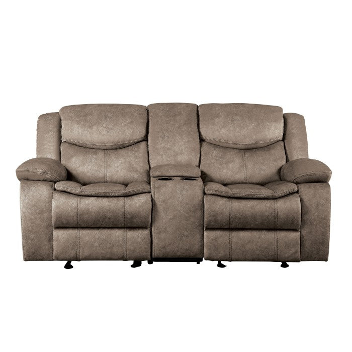 Bastrop Brown Double Glider Reclining Loveseat - Ornate Home