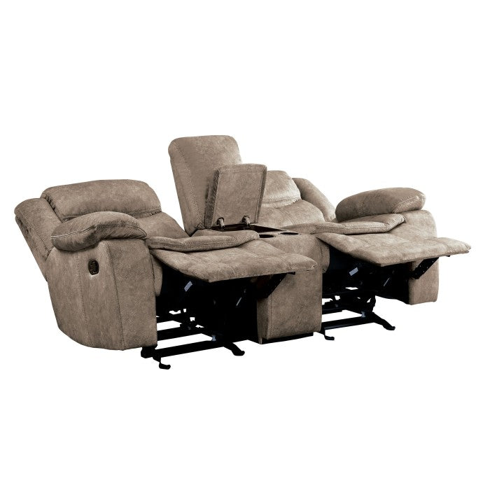 Bastrop Brown Double Glider Reclining Loveseat - Ornate Home