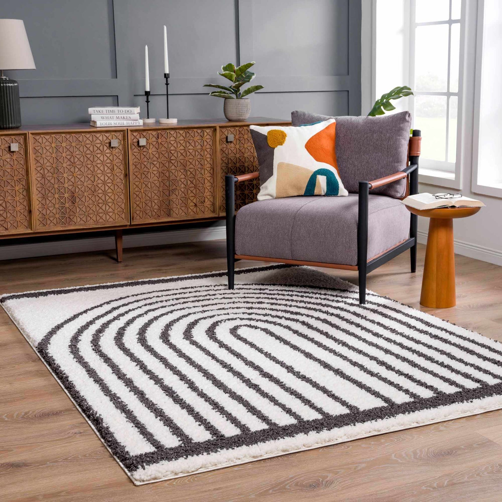 Bauer Plush Black Rainbow Rug - Clearance - Ornate Home