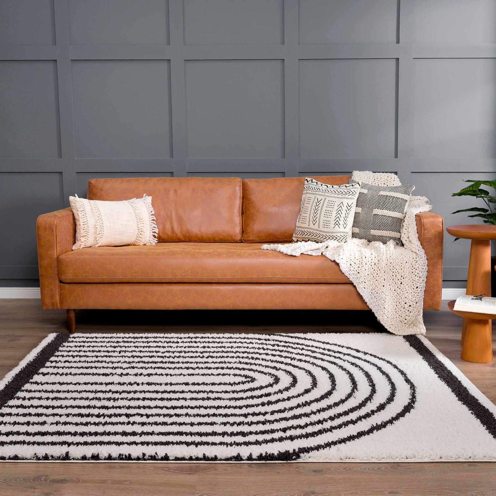 Bauer Plush Black Rainbow Rug - Clearance - Ornate Home