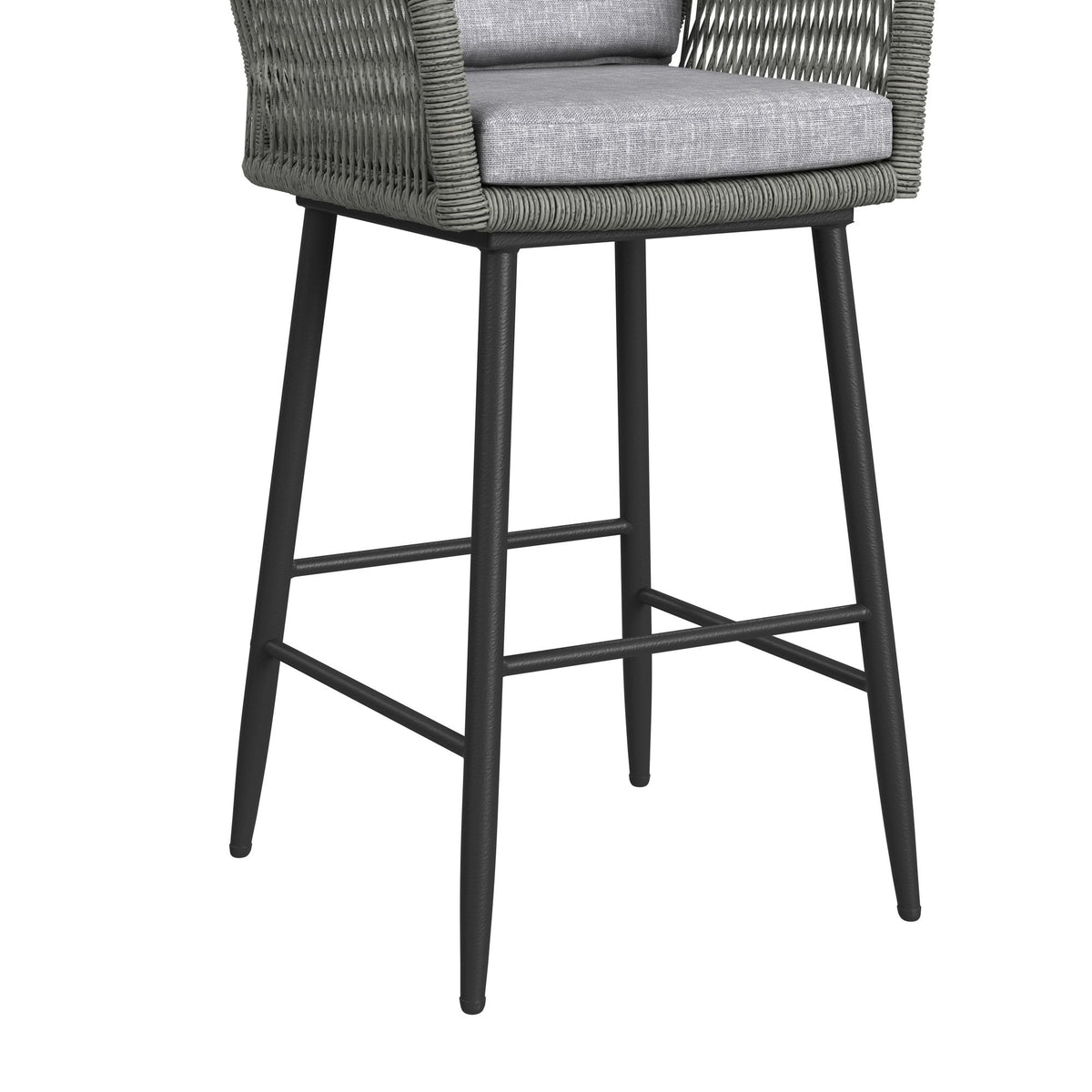 Bayhill Black/Grey Outdoor Barstool (Set of 2) - Ornate Home