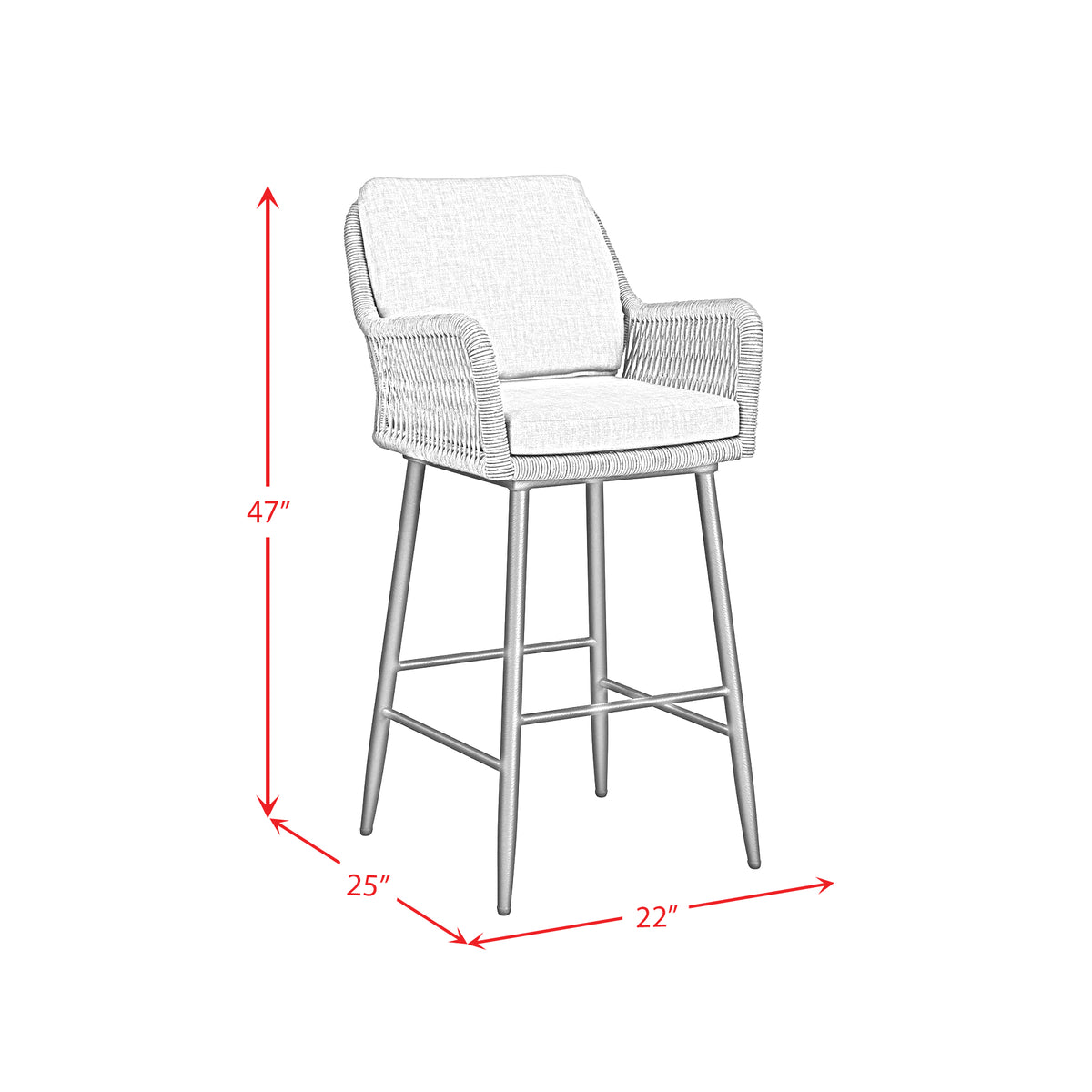 Bayhill Black/Grey Outdoor Barstool (Set of 2) - Ornate Home