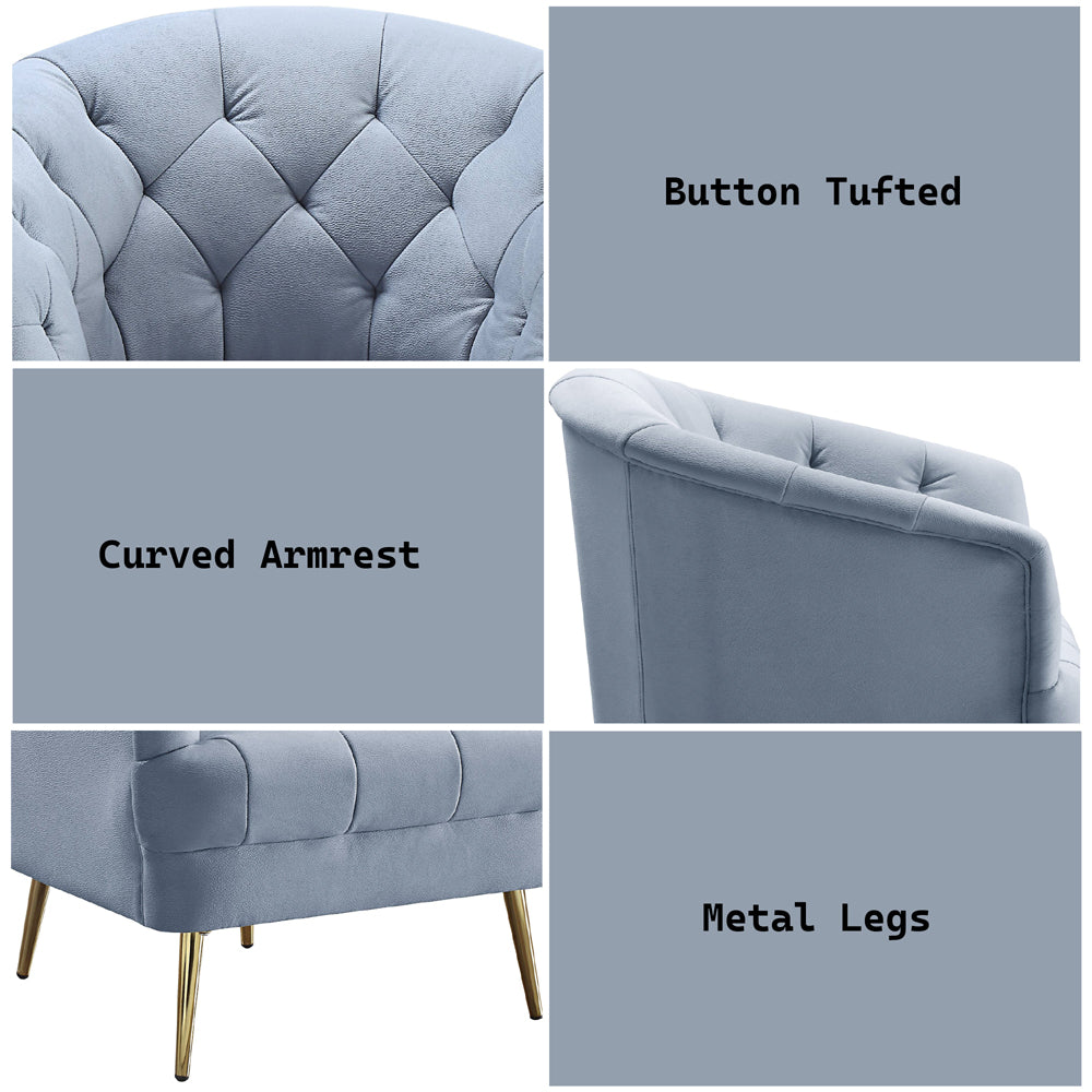 Bayram Light Gray Velvet Armchair - Ornate Home