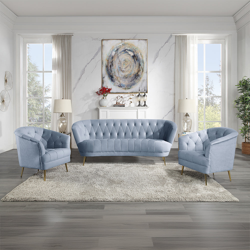 Bayram Light Gray Velvet Sofa - Ornate Home