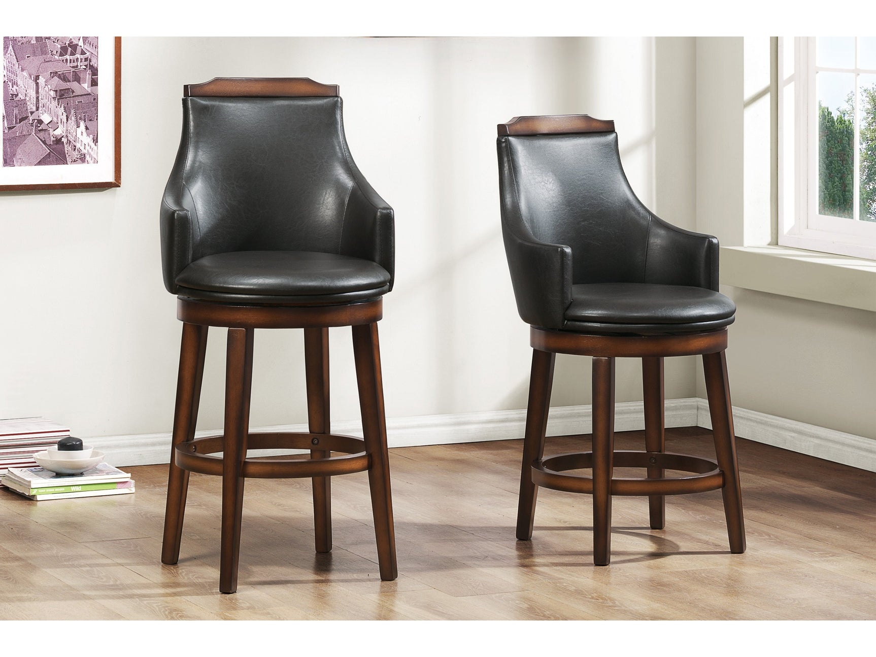 Bayshore Brown Swivel Pub Height Chair - Ornate Home