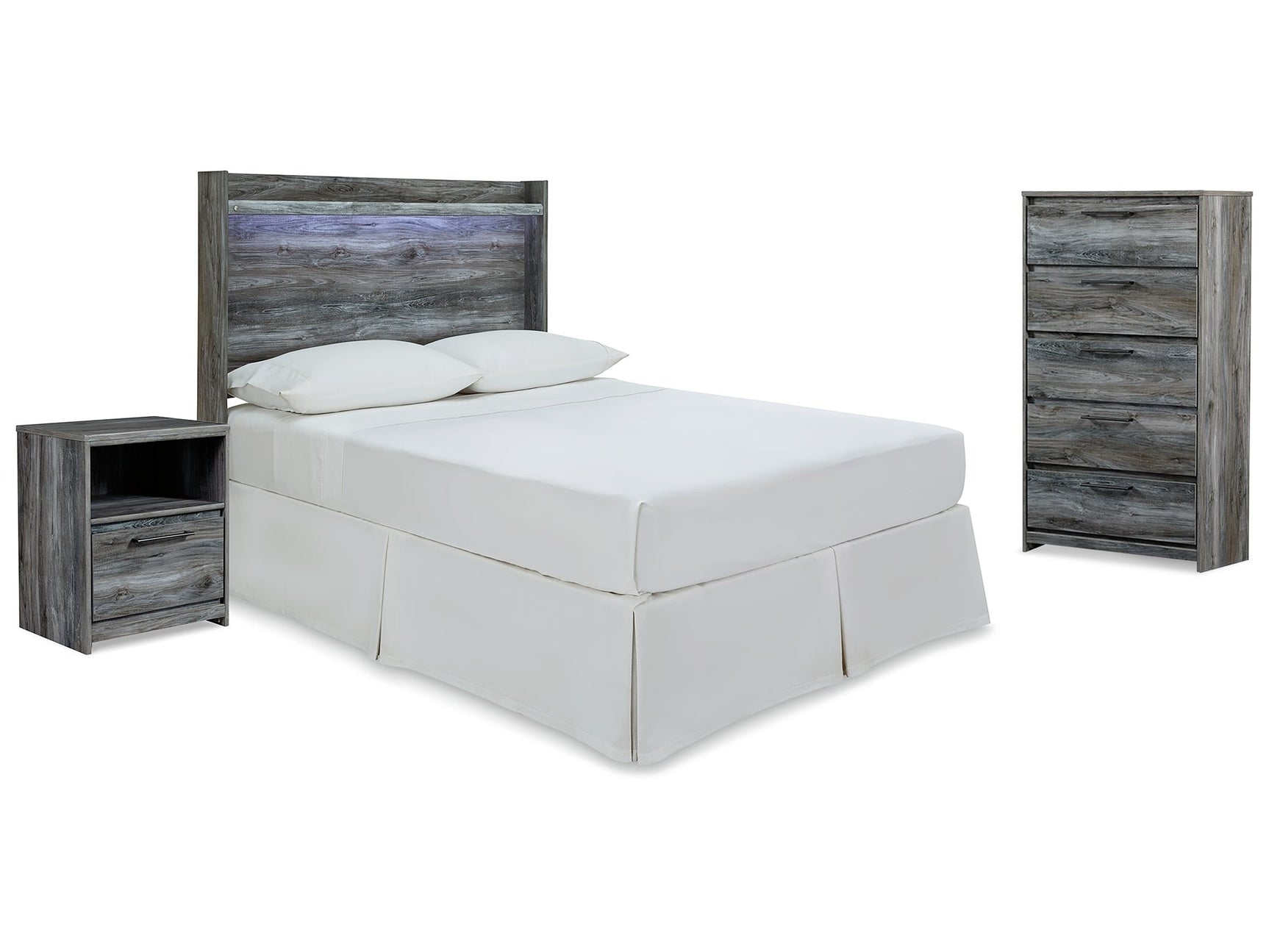 Baystorm Gray Full Panel Headboard, Chest and Nightstand - Ornate Home