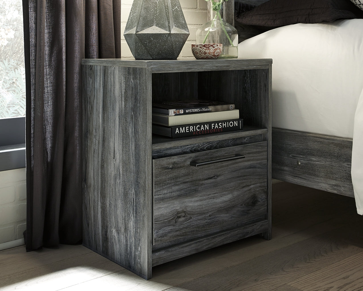 Baystorm Gray Full Panel Storage Bedroom Set with Nightstand - Ornate Home