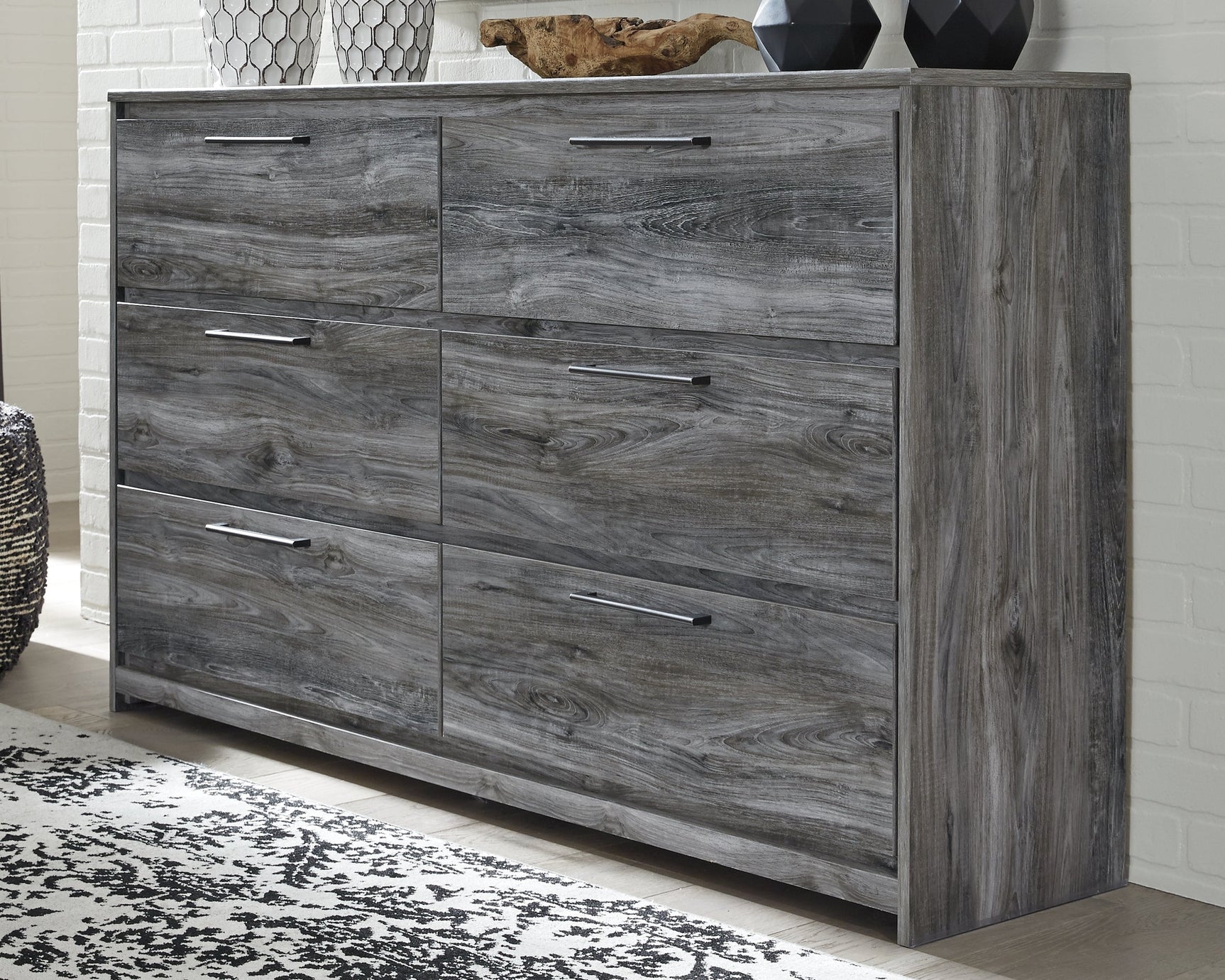 Baystorm Gray King Panel Bedroom Set with Dresser, Mirror, and Nightstand - Ornate Home