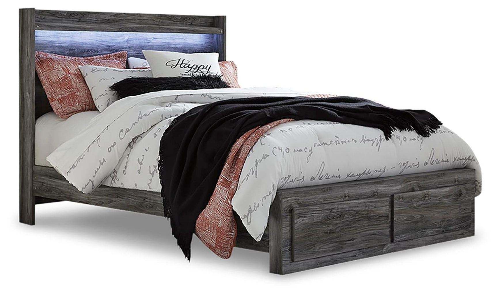 Baystorm Gray Queen Panel Storage Bed, Dresser, Mirror, Chest and Nightstand - Ornate Home