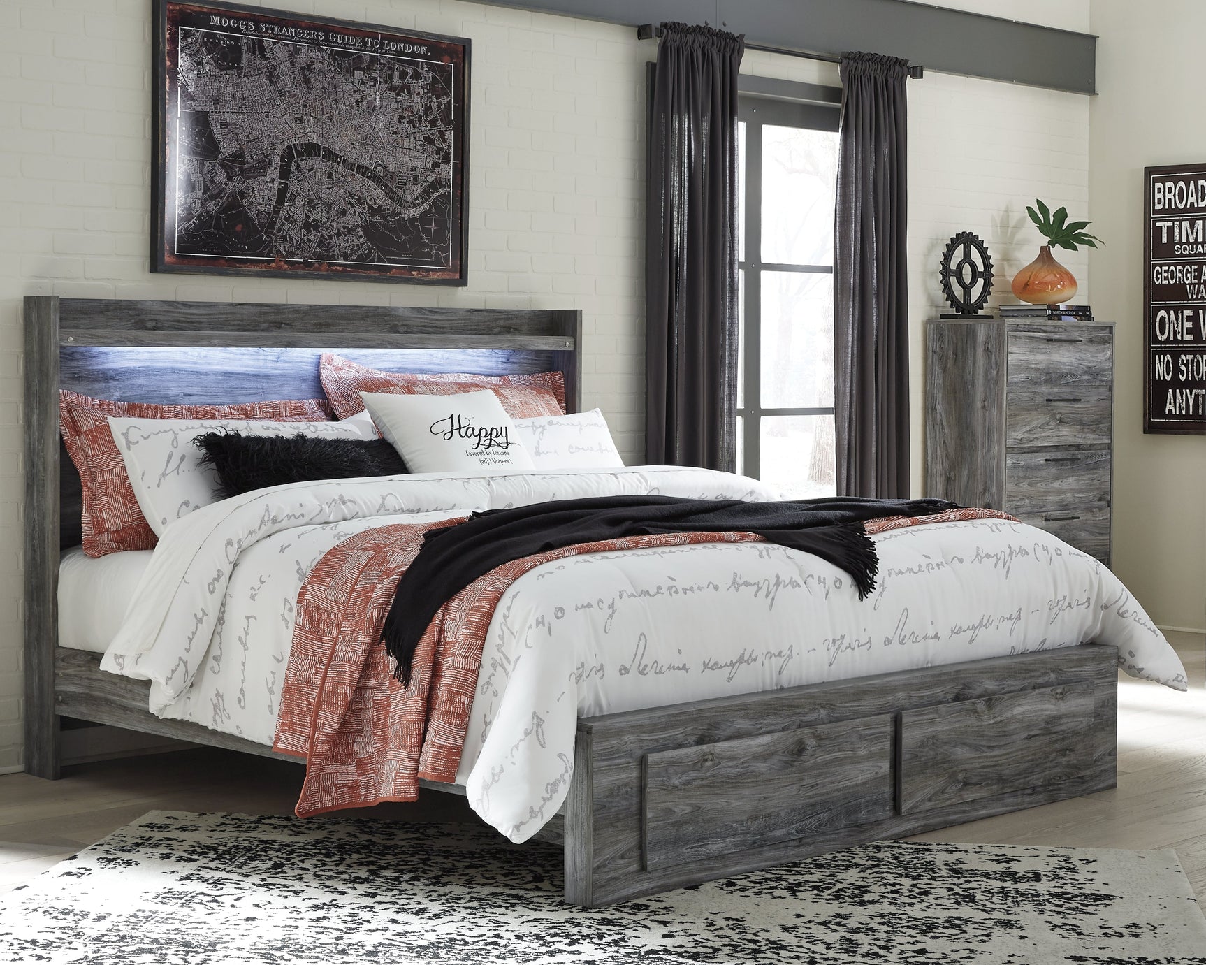 Baystorm Gray Queen Panel Storage Bedroom Set with Chest - Ornate Home