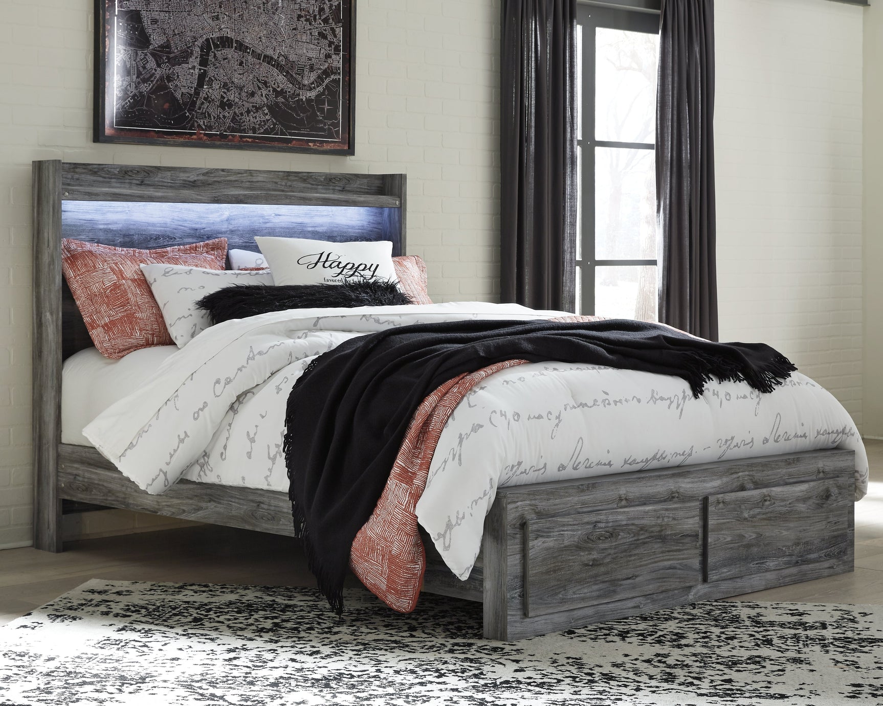 Baystorm Gray Queen Panel Storage Bedroom Set with Dresser and 2 Nightstands (Online Special Price) - Ornate Home