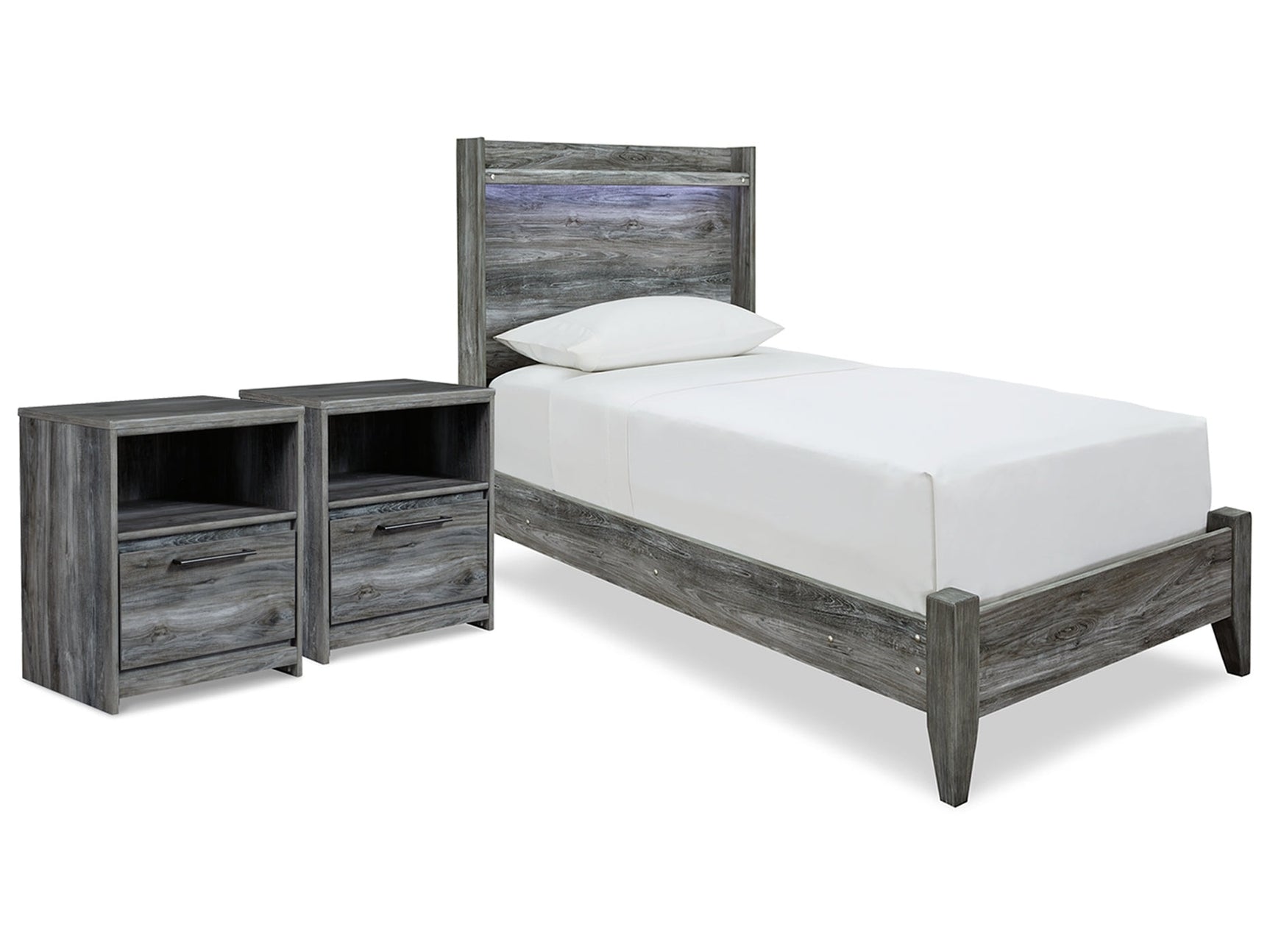 Baystorm Gray Twin Panel Bed and 2 Nightstands (Online Special Price) - Ornate Home