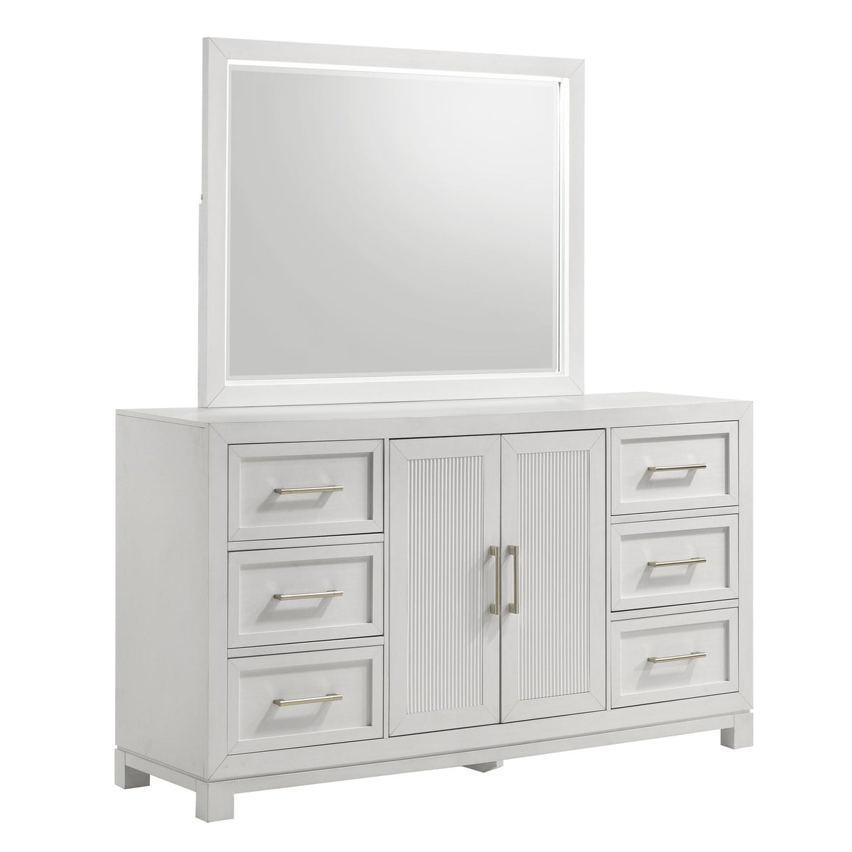 Baystorm White Dresser & Mirror Set - Ornate Home
