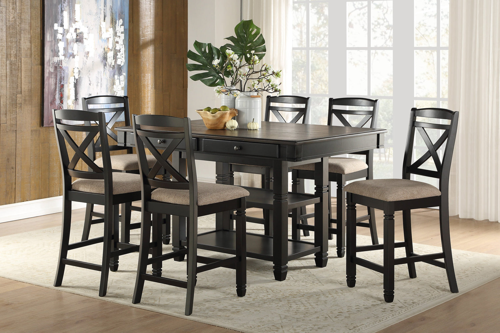 Baywater Black/Brown Counter Height Table - Ornate Home