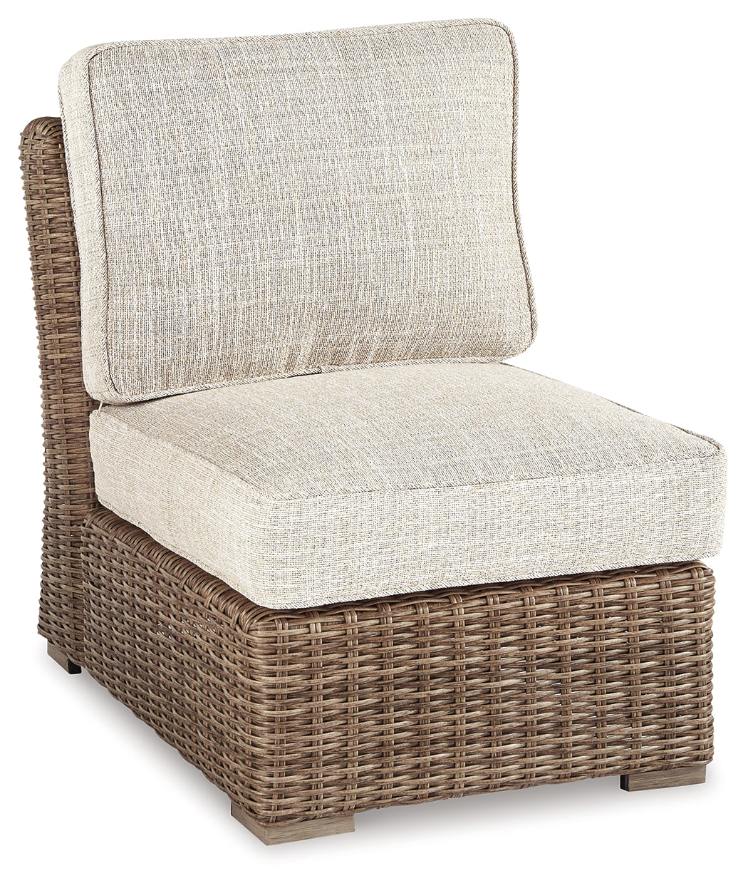 Beachcroft Beige 4-Piece Outdoor Sectional, 2 Arm Chairs, Lounge Chair and Bench - Ornate Home