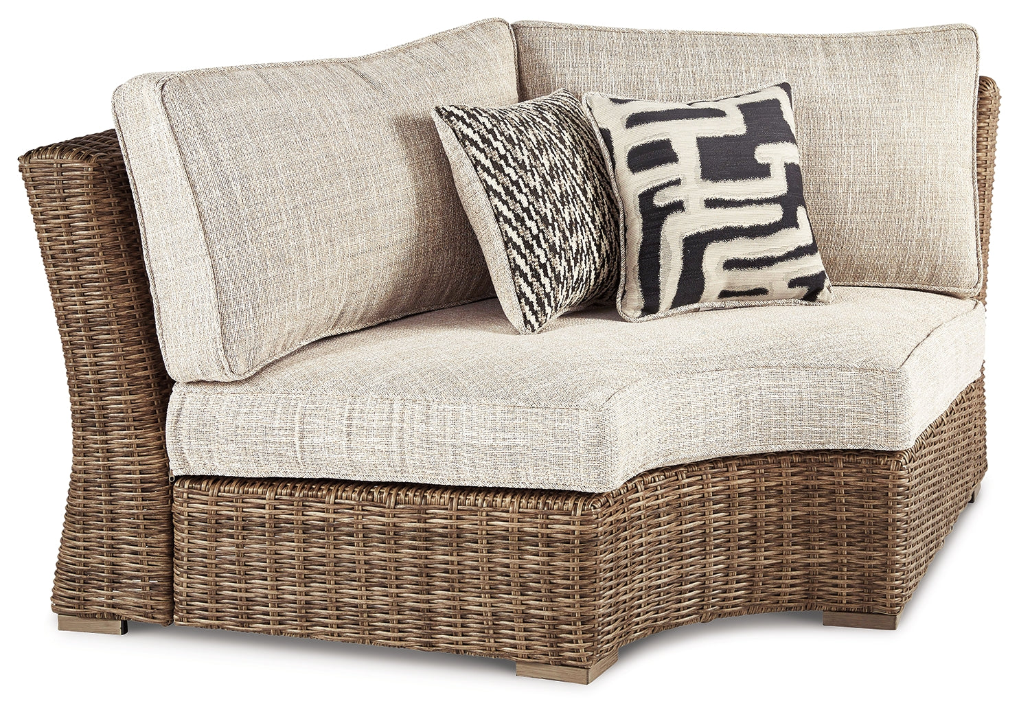 Beachcroft Beige 4-Piece Outdoor Sectional, 2 Arm Chairs, Lounge Chair and Bench - Ornate Home