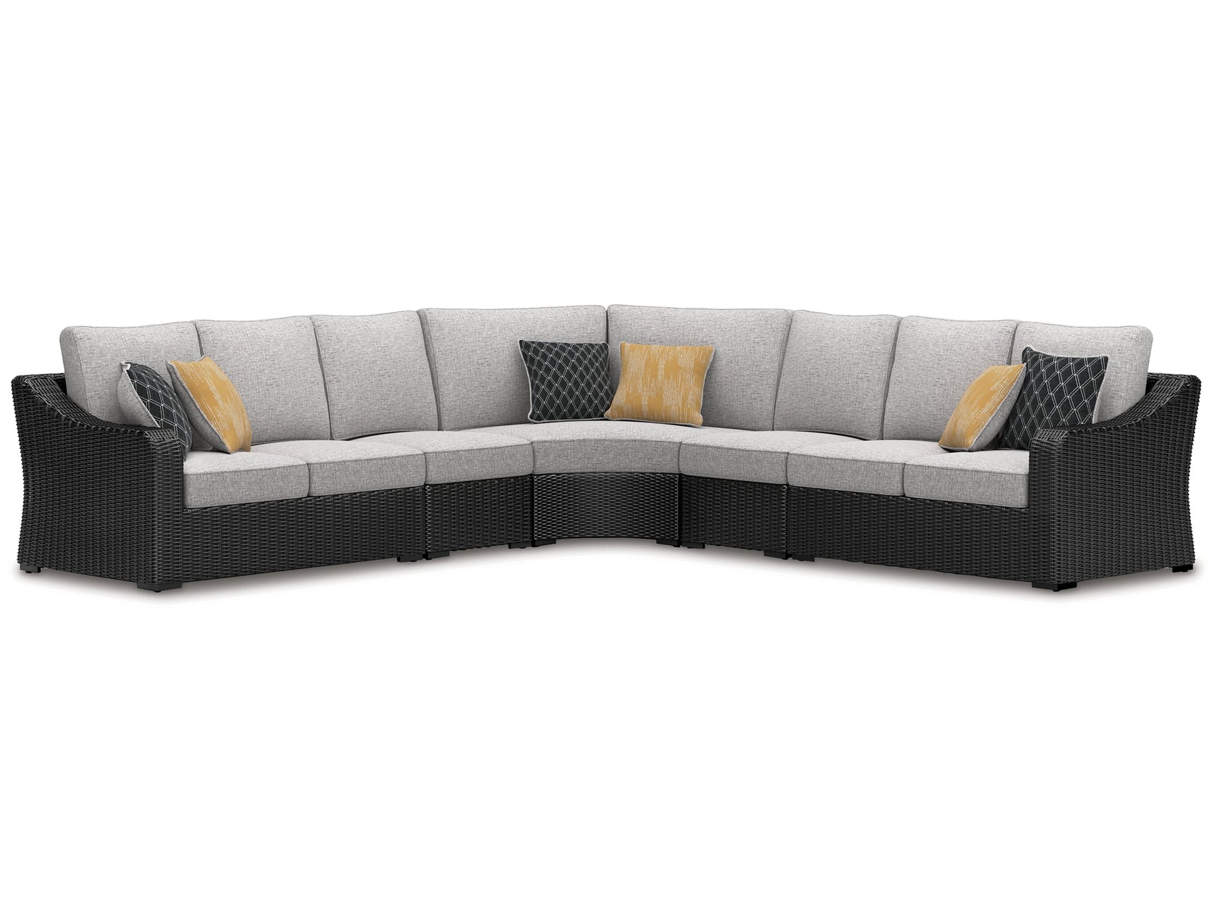 Beachcroft Black/Light Gray 5-Piece Outdoor Sectional - Ornate Home