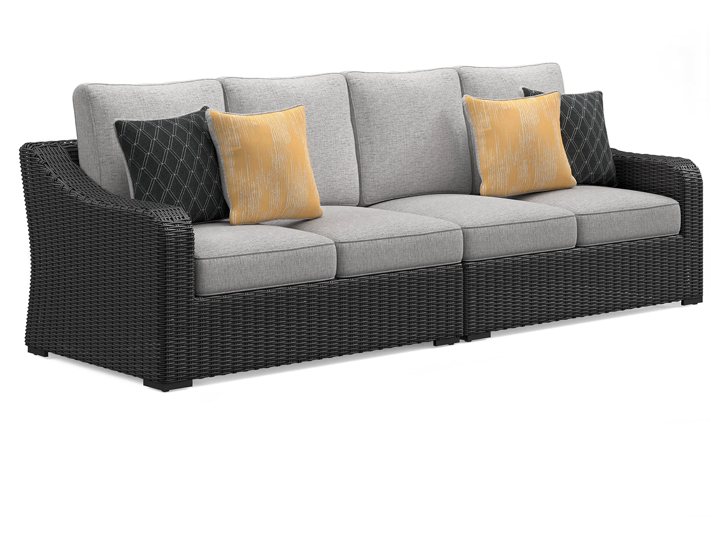 Beachcroft Black/Light Gray 5-Piece Outdoor Sectional - Ornate Home