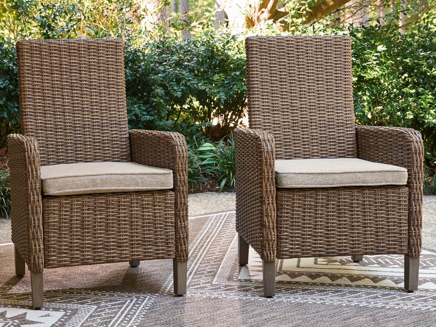 Beachcroft New Beige Outdoor Arm Chair with Cushion (Set of 2) - Ornate Home